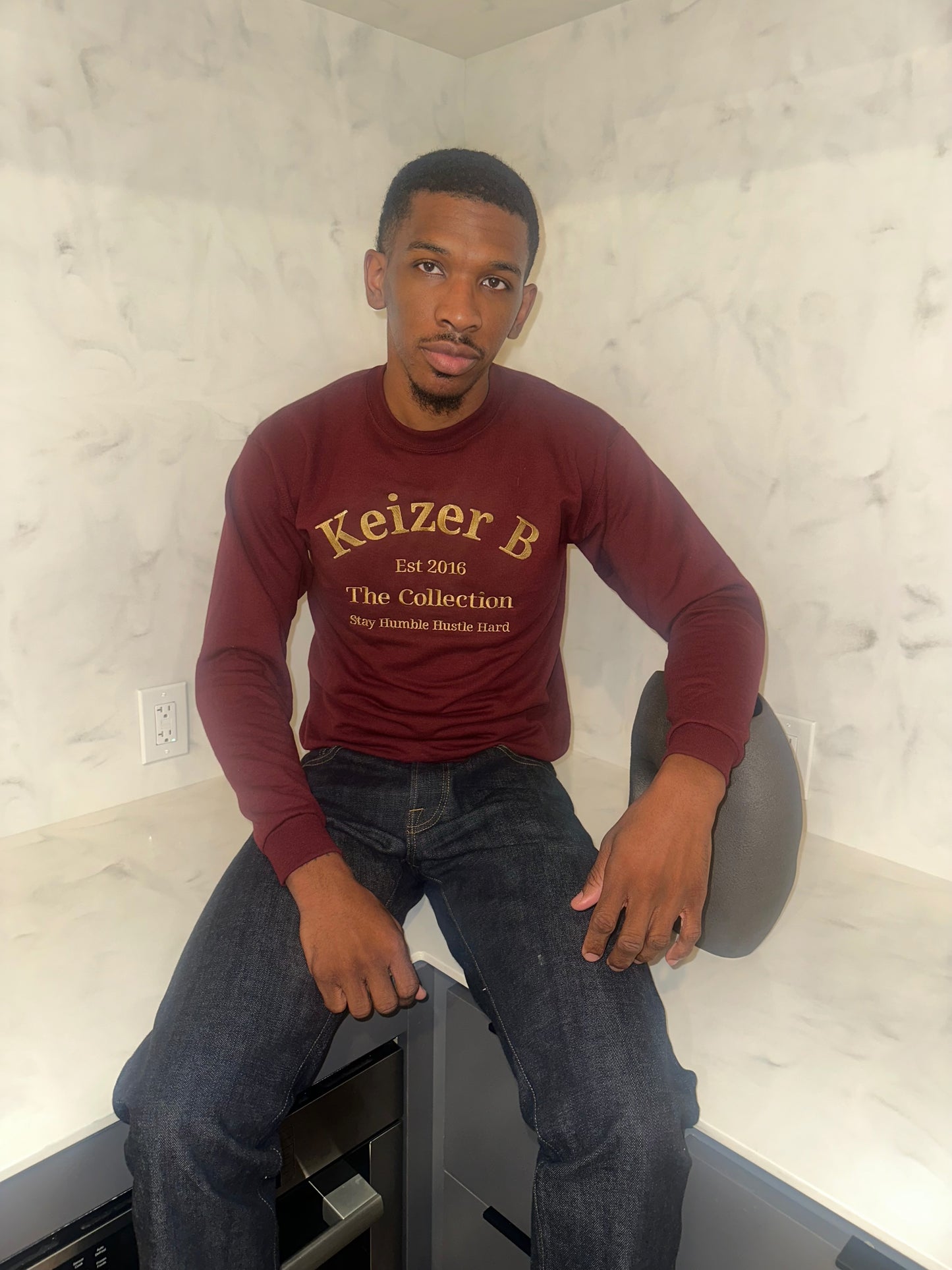 Burgundy Crew Neck Sweater Men