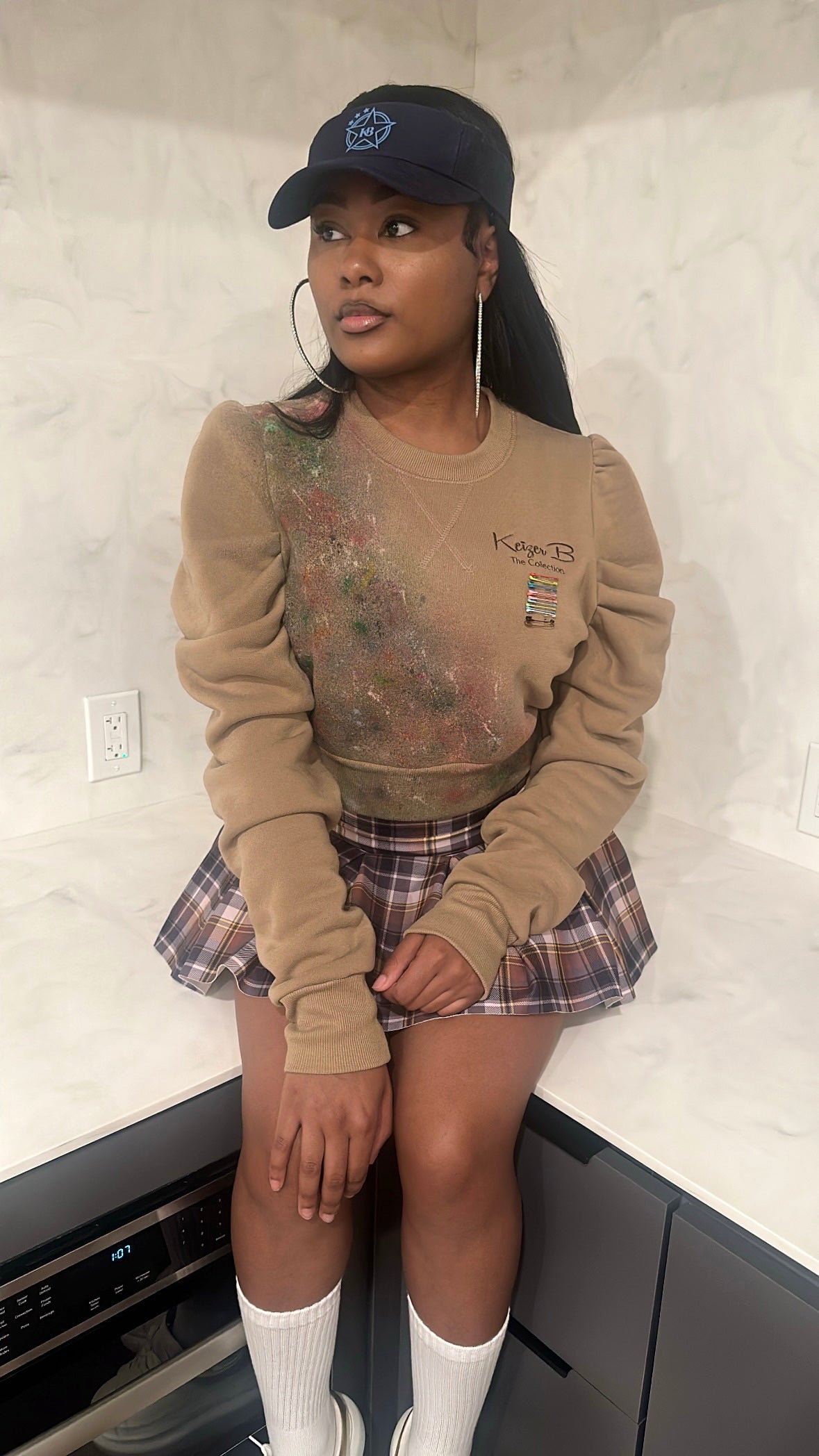 The Tan “Galaxy” Puffy Shoulder Sweater