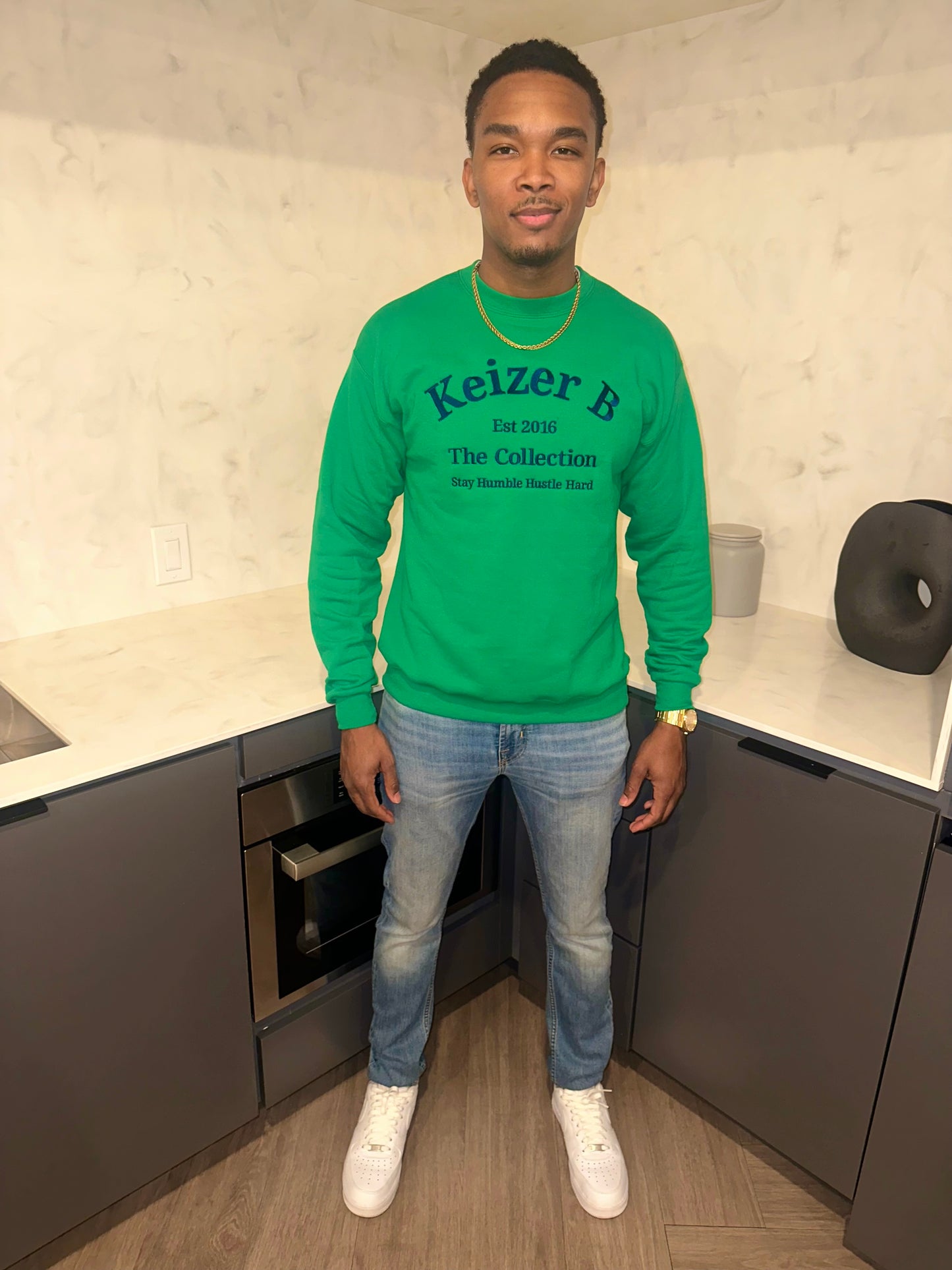 Green Crew Neck Sweater Men