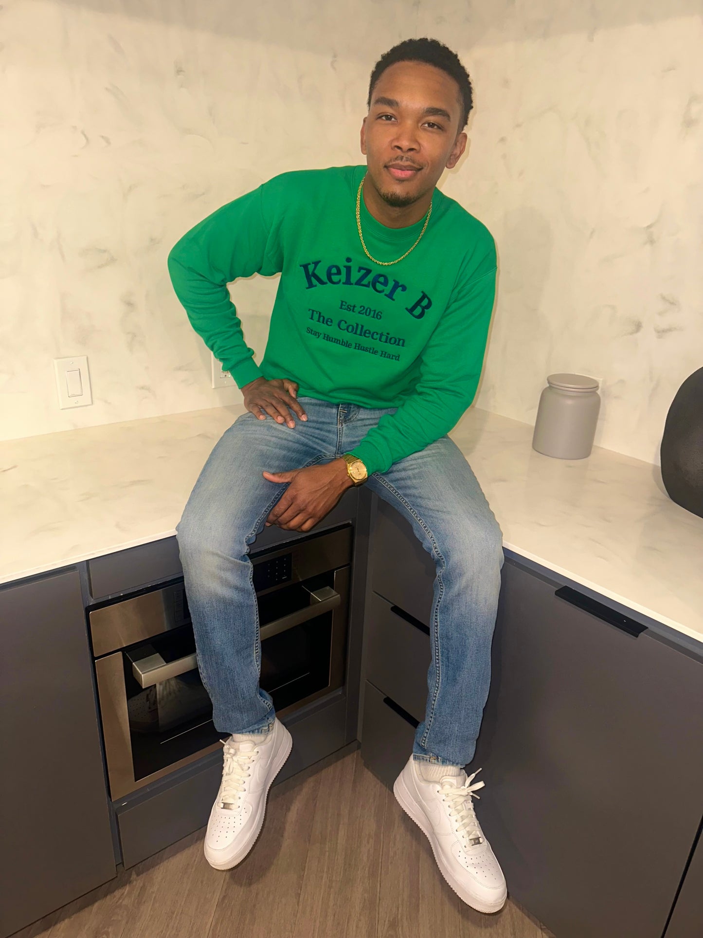 Green Crew Neck Sweater Men