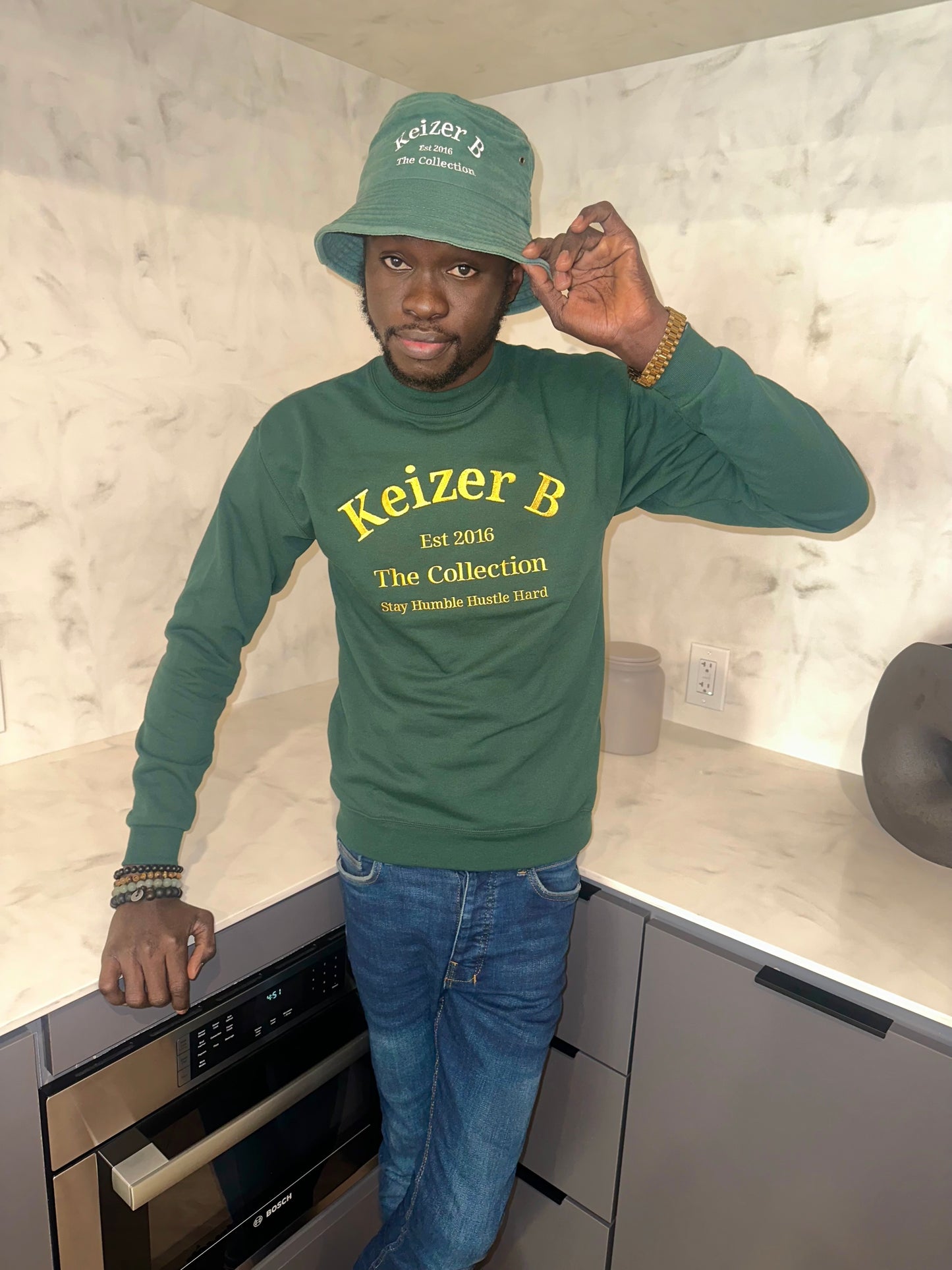 Forest Green Crew Neck Sweater Men