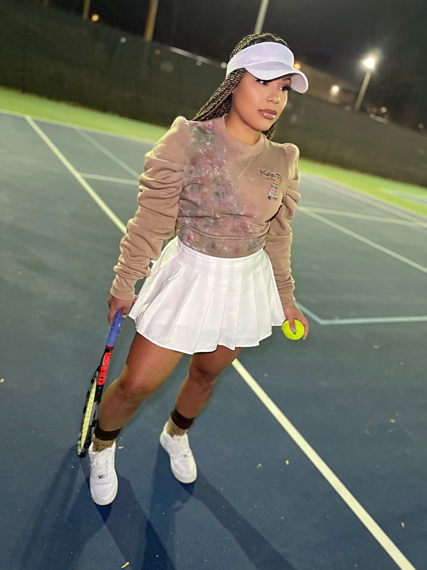 The Tan “Galaxy” Puffy Shoulder Sweater