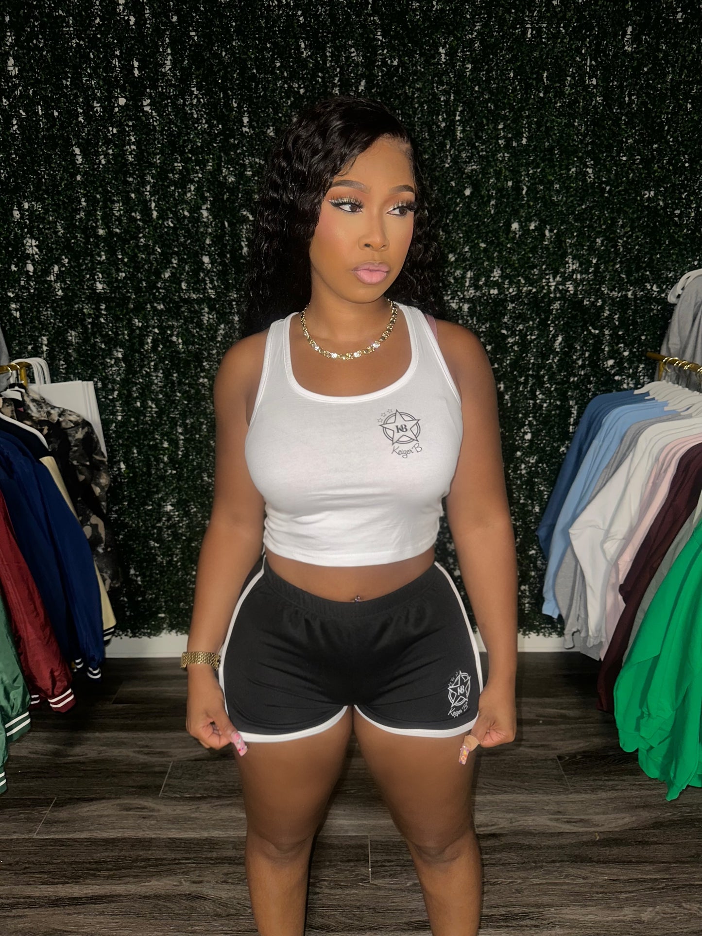 The BLACK KB STAR LOGO WOMEN SHORT SET
