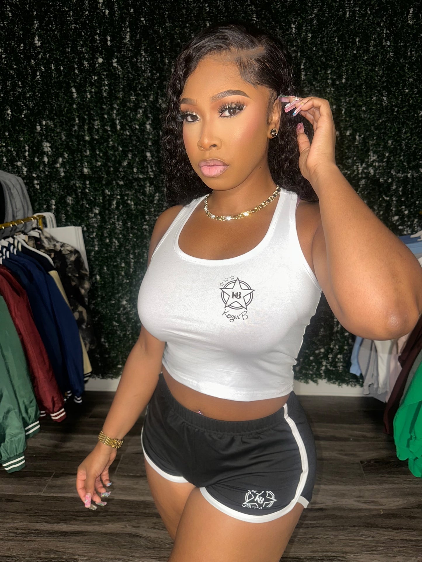 The BLACK KB STAR LOGO WOMEN SHORT SET