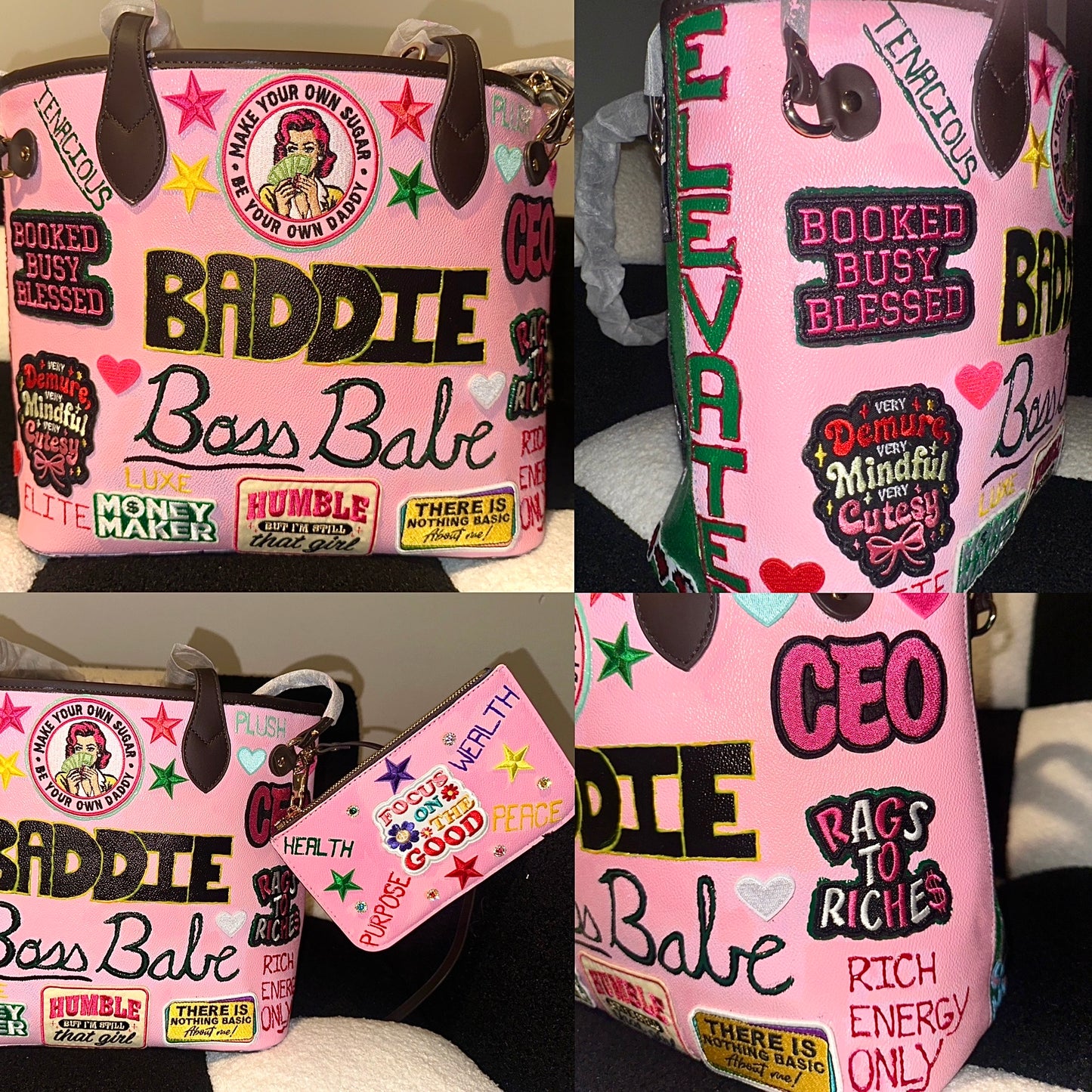 The “Baddie Boss Babe” Tote Custom made Handbag w/ Attached Wallet