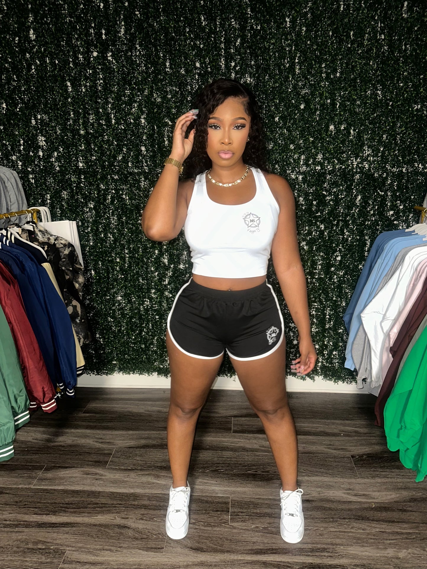 The BLACK KB STAR LOGO WOMEN SHORT SET