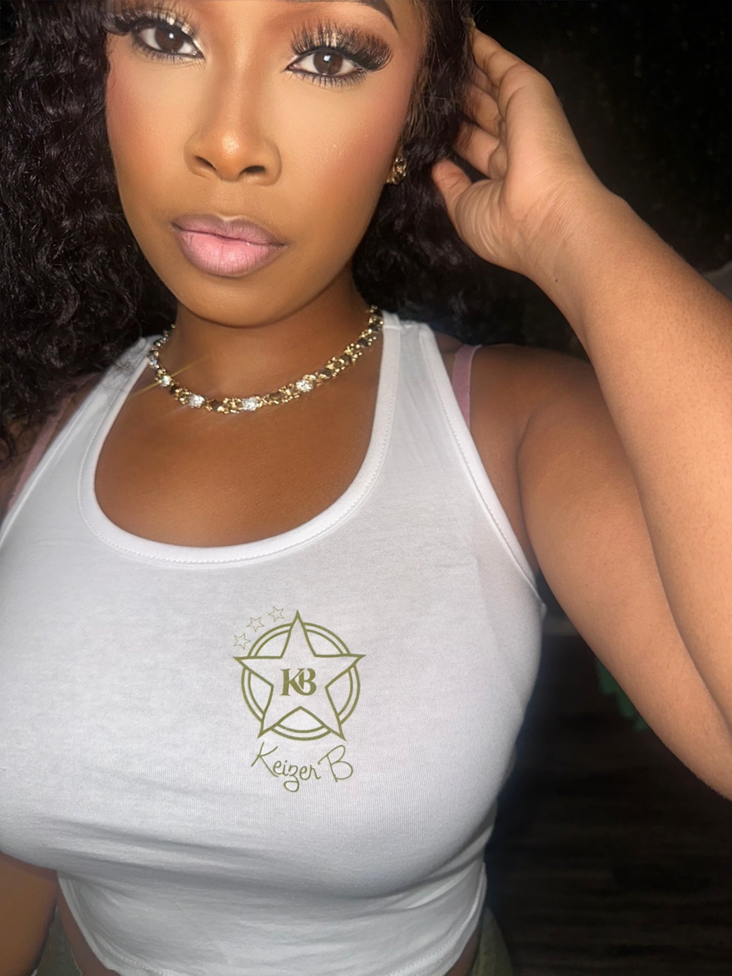 The OLIVE GREEN KB STAR LOGO WOMEN SHORT SET.