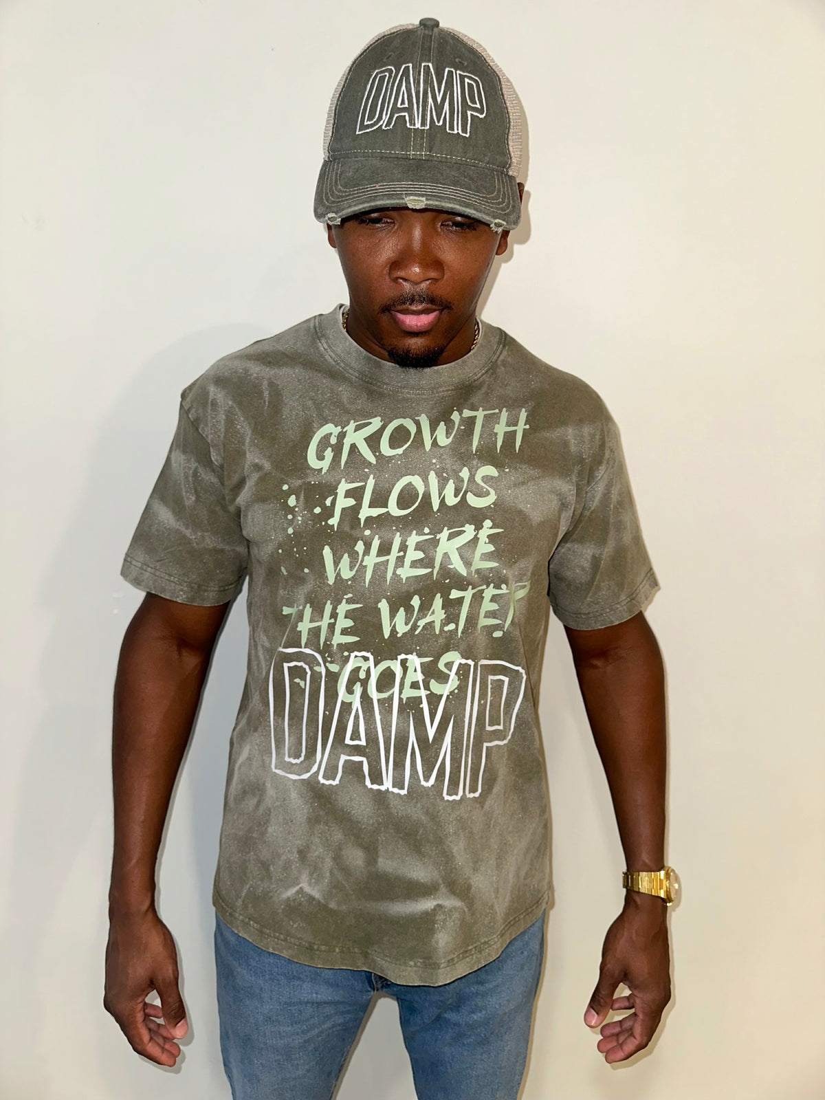 GREEN DAMP GROWTH FLOWS MEN T SHIRT