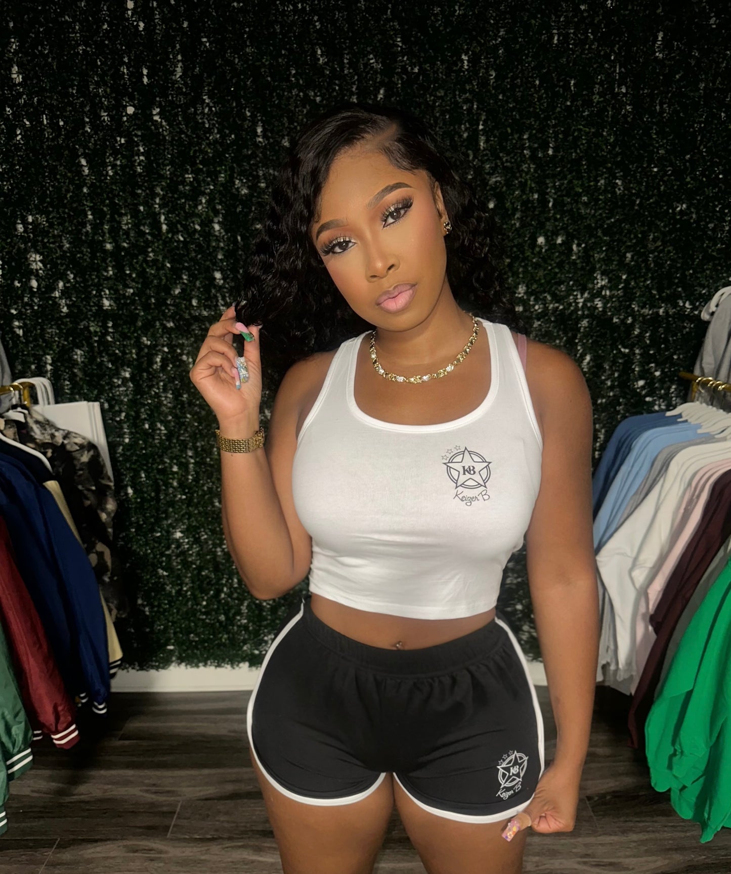 The BLACK KB STAR LOGO WOMEN SHORT SET