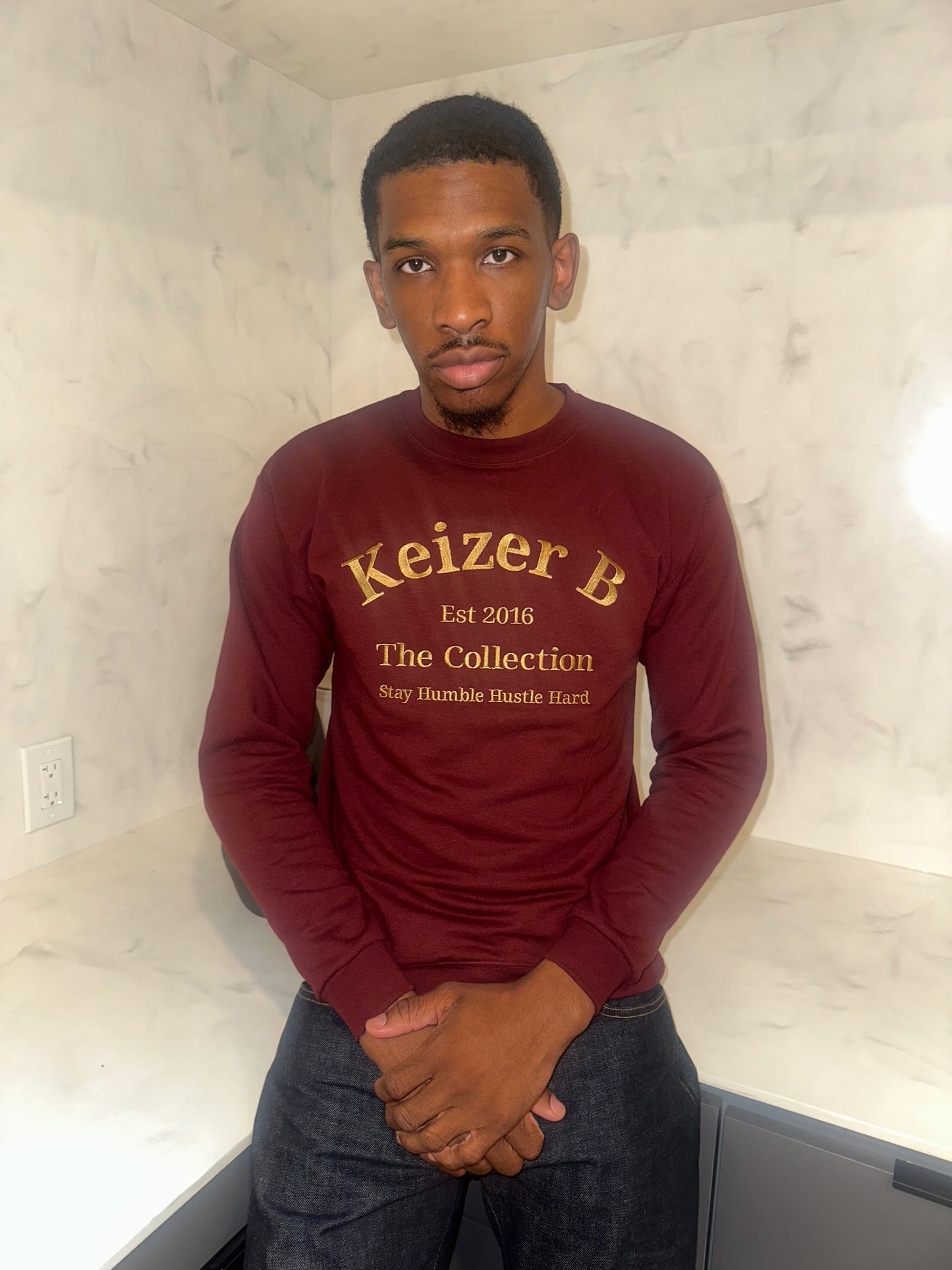Burgundy Crew Neck Sweater Men