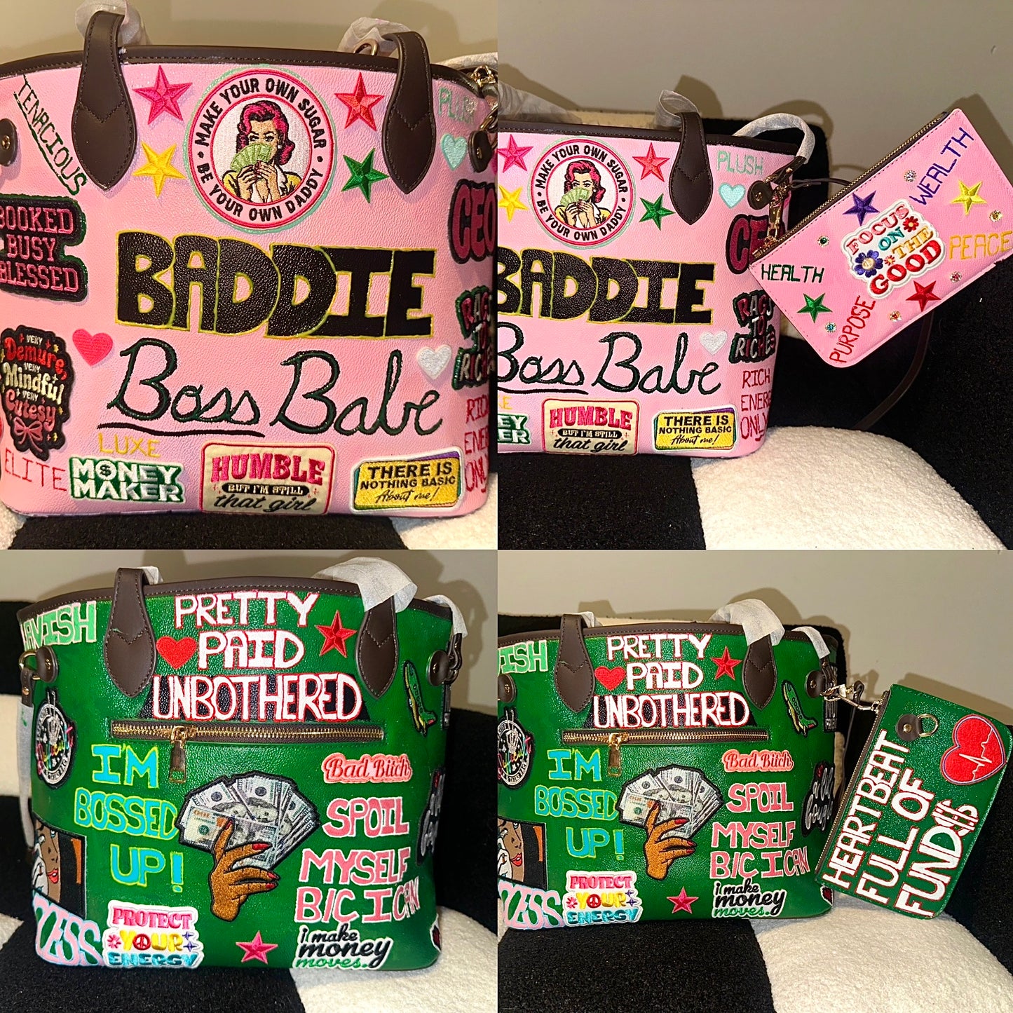 The “Baddie Boss Babe” Tote Custom made Handbag w/ Attached Wallet