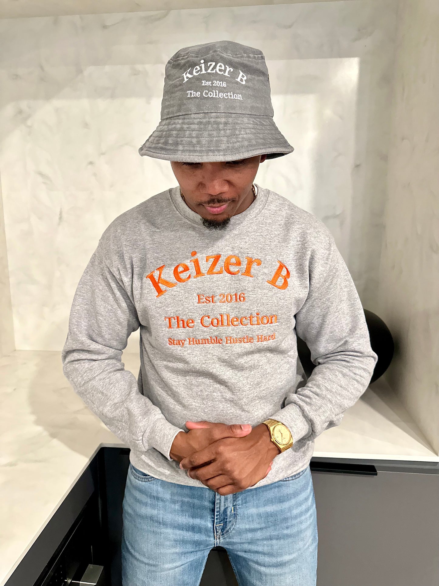 Gray Crew Neck Sweater Men