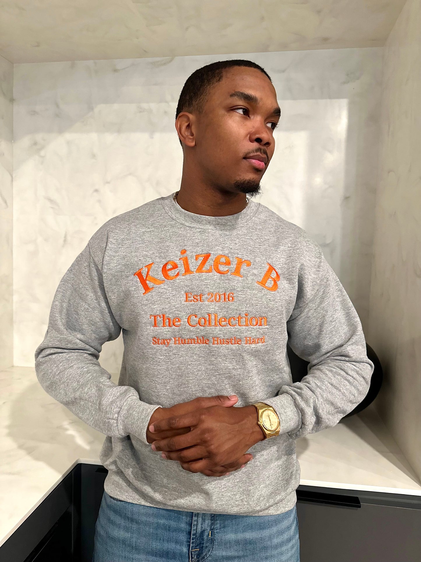 Gray Crew Neck Sweater Men