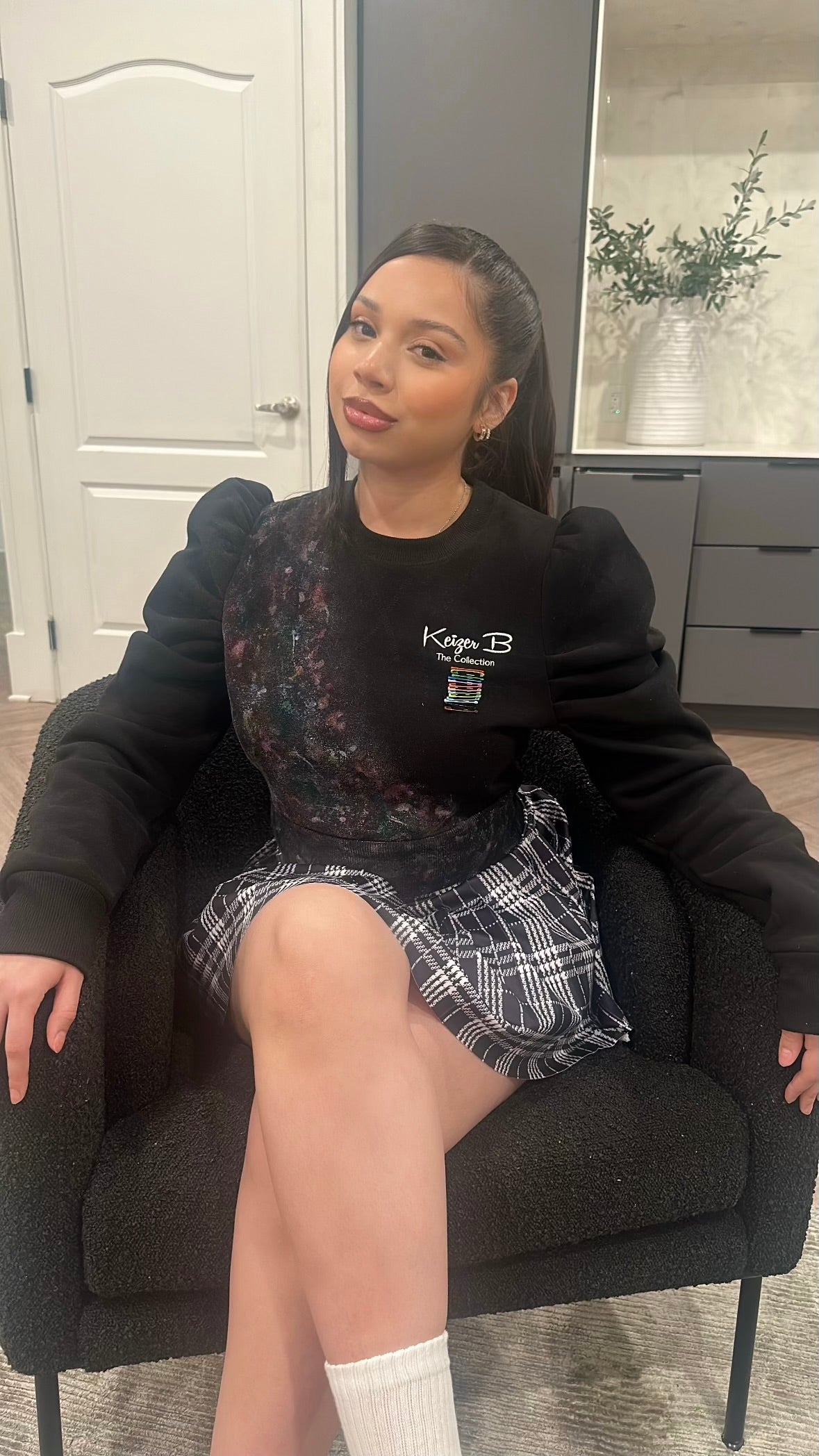 The Black “Galaxy” Puffy Shoulder Sweater