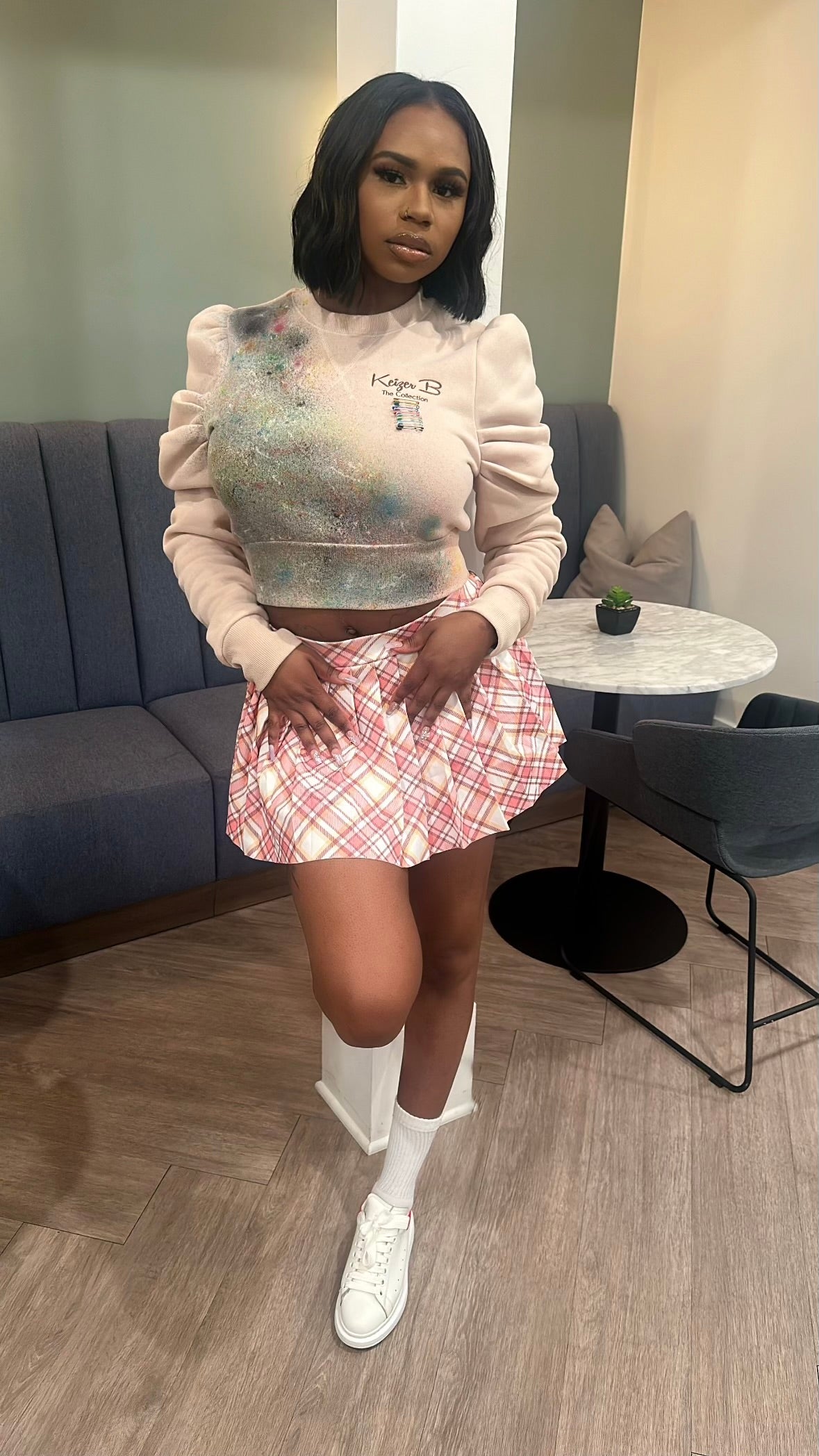 The Beige “Galaxy” Puffy Shoulder Sweater