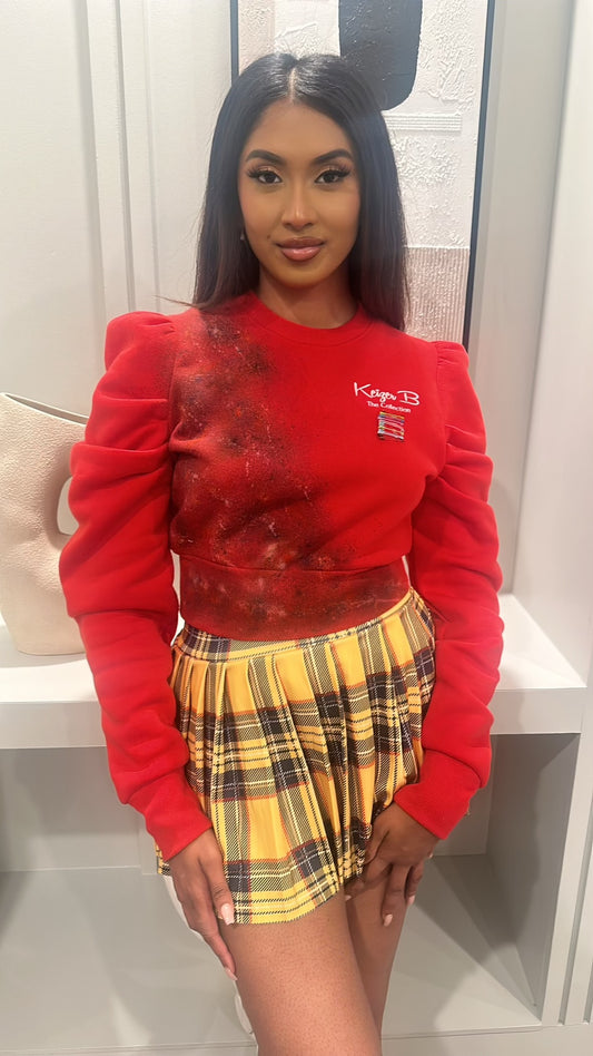 The Red “Galaxy” Puffy Shoulder Sweater