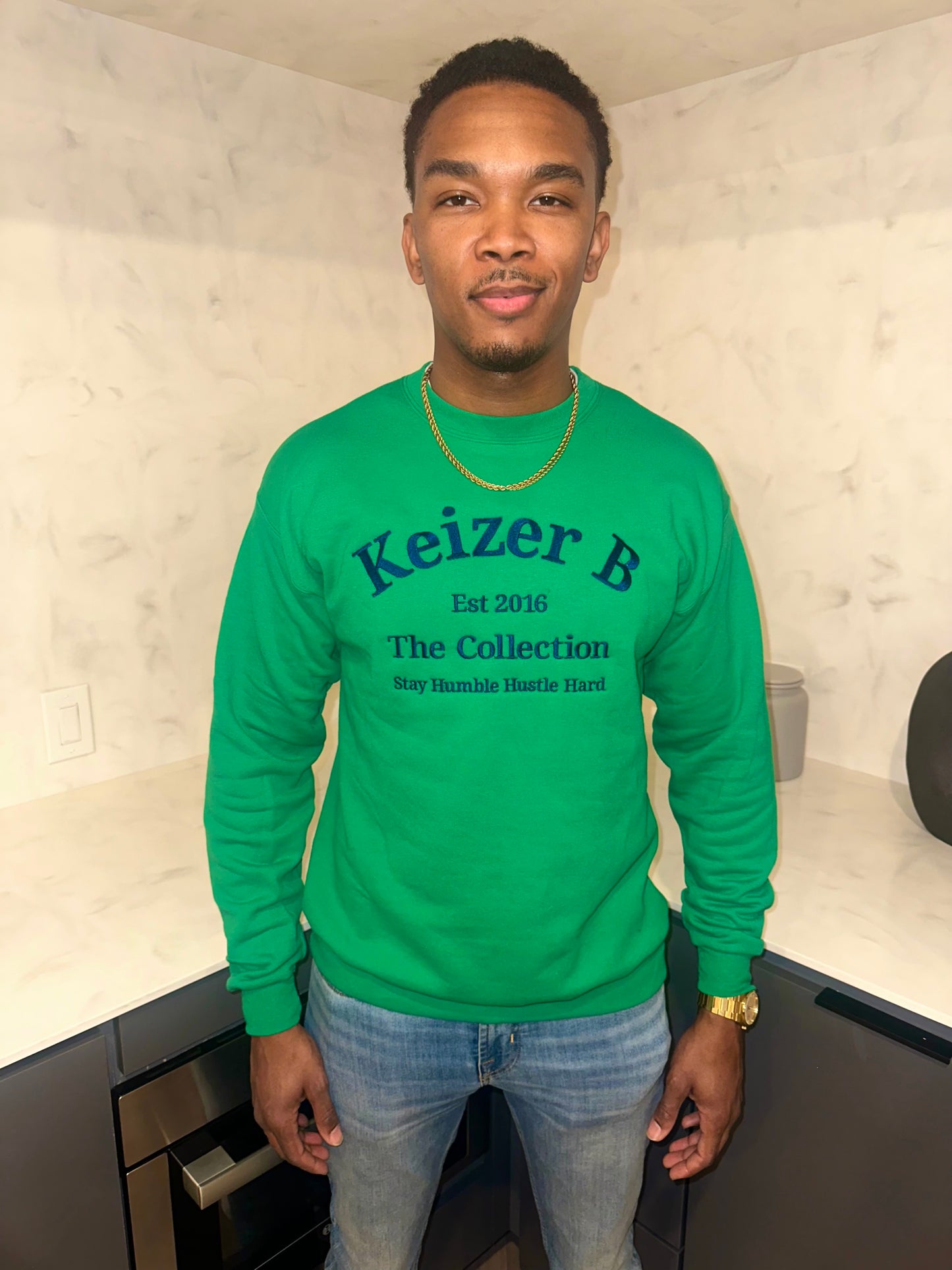 Green Crew Neck Sweater Men