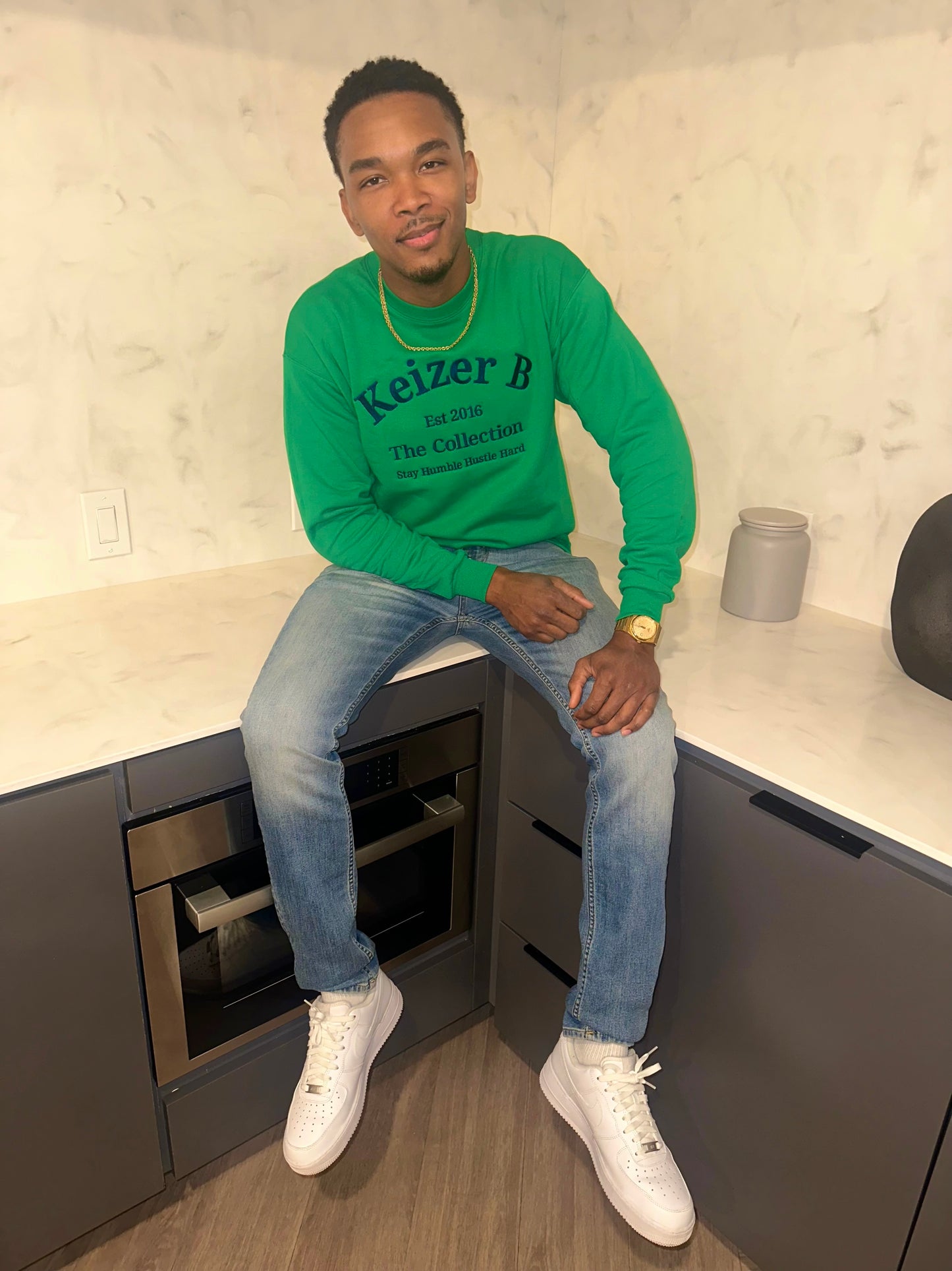 Green Crew Neck Sweater Men