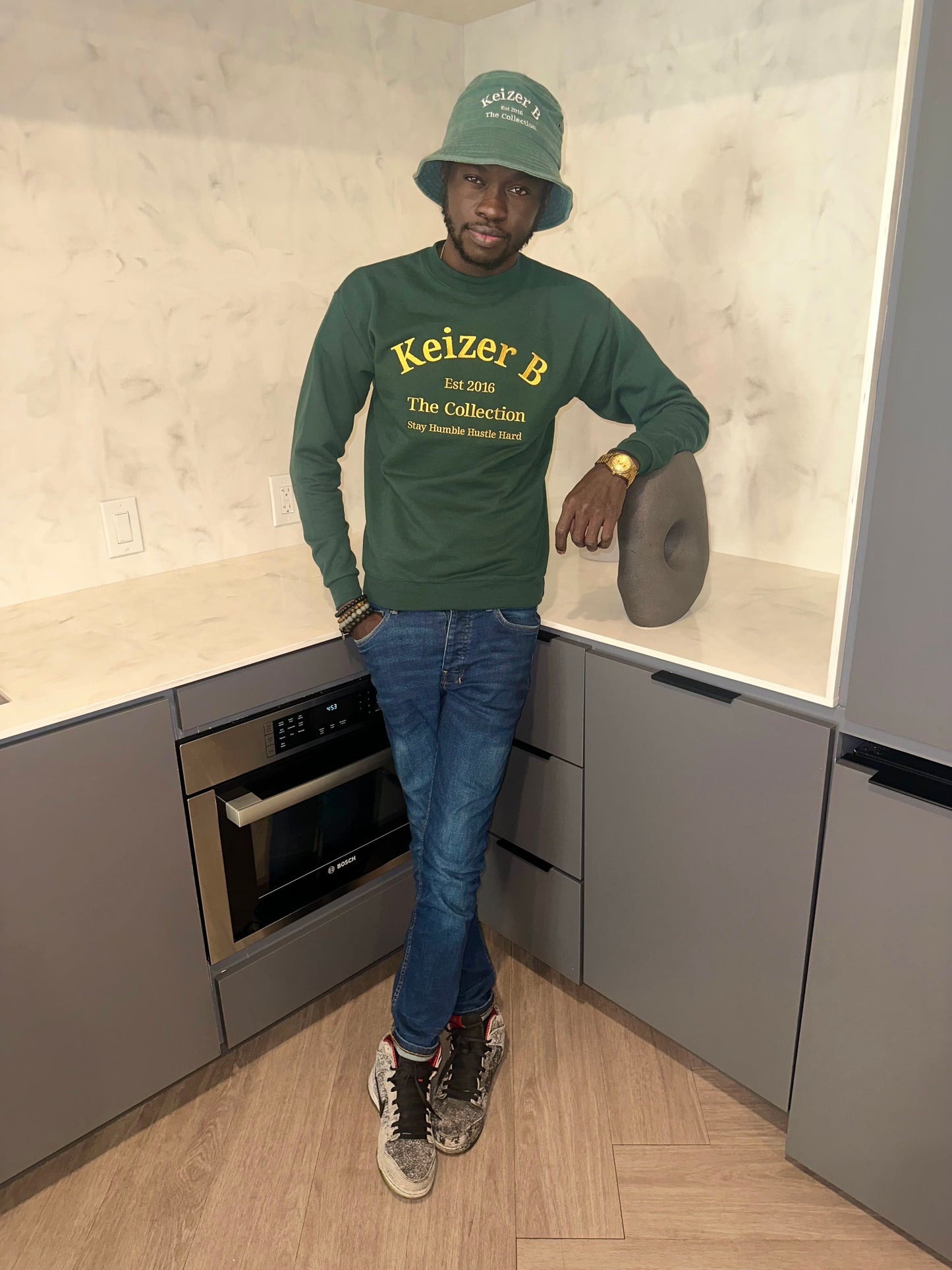 Forest Green Crew Neck Sweater Men