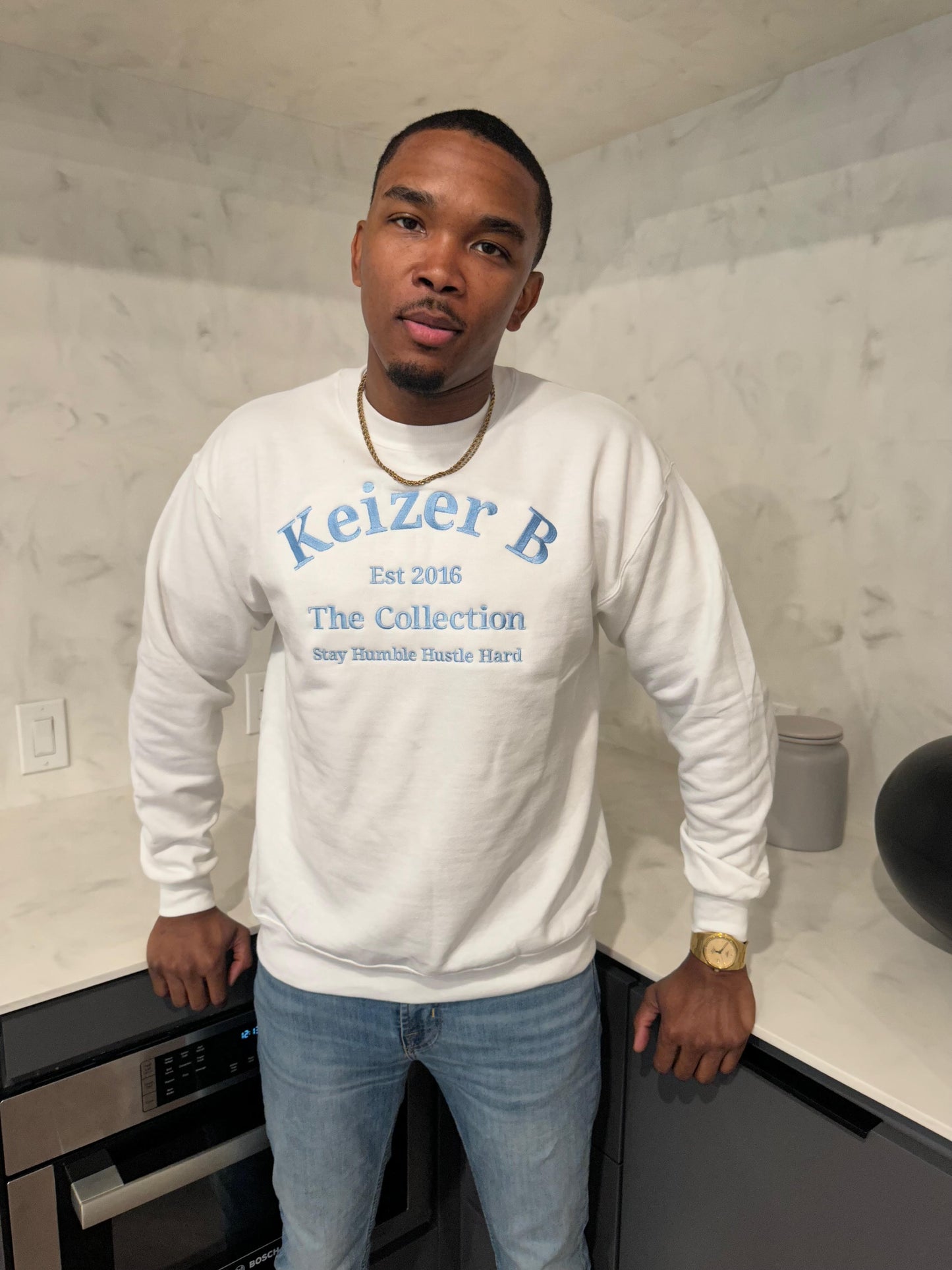 White Crew Neck Sweater Men